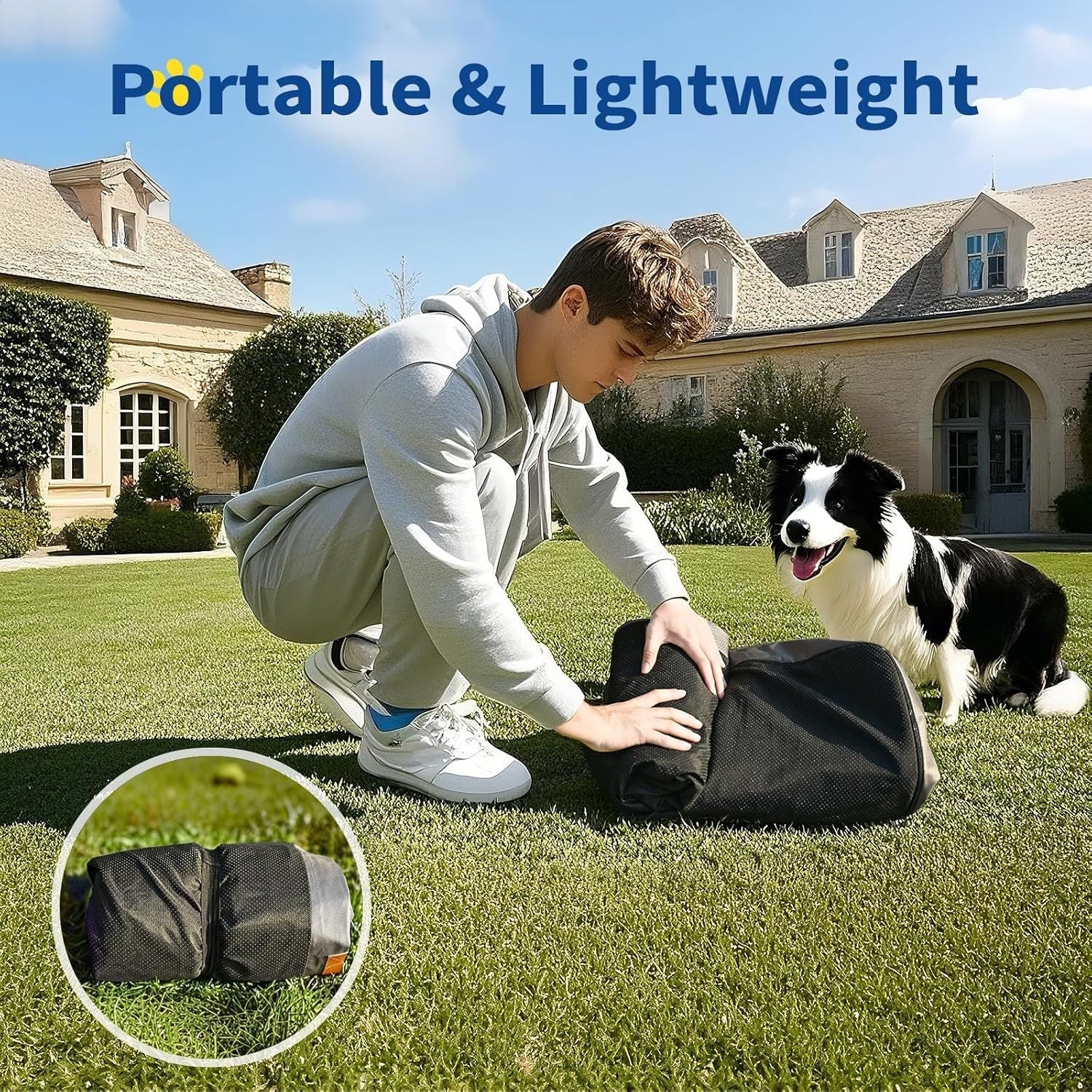 KTX-557139 Inflatable Waterproof Dog Bed with Non-slip Base and Easy Clean Oxford Fabric for Summer Travel