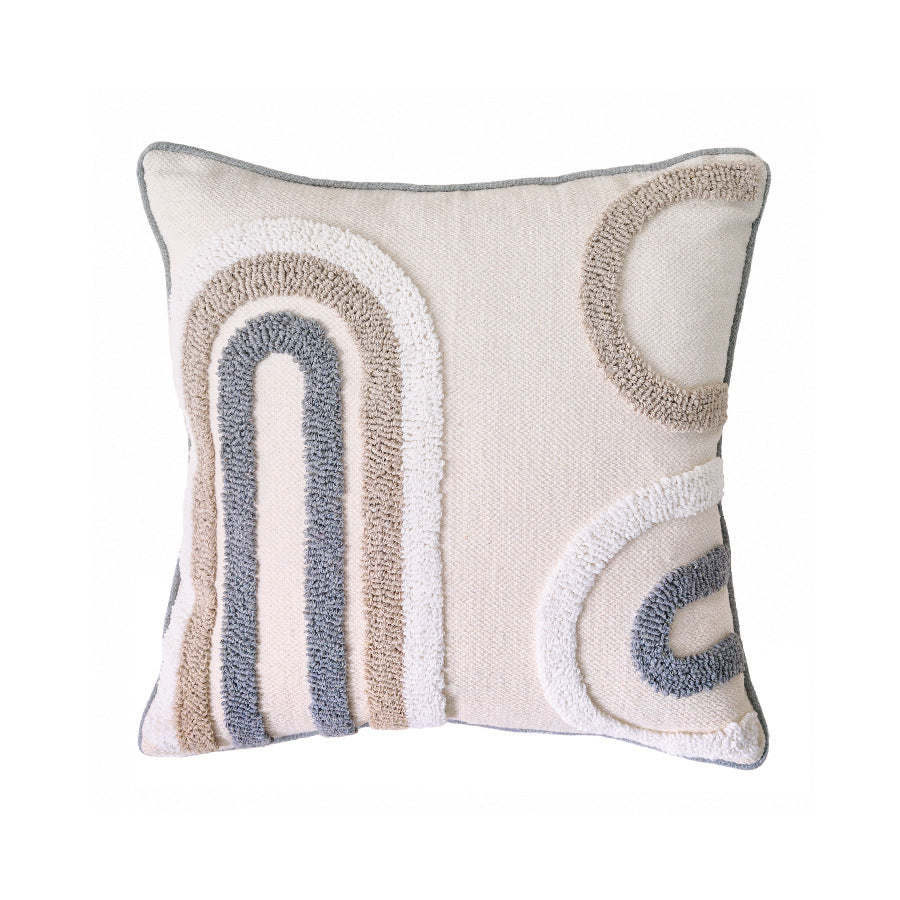 KTX-557907 Bohemian Style Cotton and Linen Pillow Cover with Geometric Patterns and Tassels, 45x45cm
