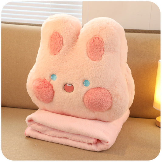 KTX-560467 Two-in-One Plush Throw Pillow & Small Blanket Set - Various Cute Designs