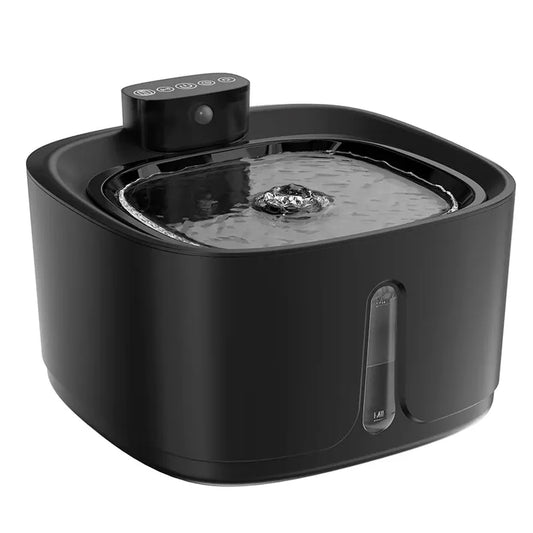 KTX-562067 Cordless Black Plastic Cat Water Fountain with Filter and Battery