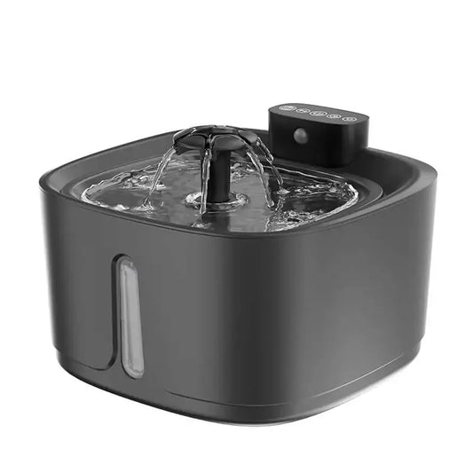 KTX-562067 Cordless Black Plastic Cat Water Fountain with Filter and Battery