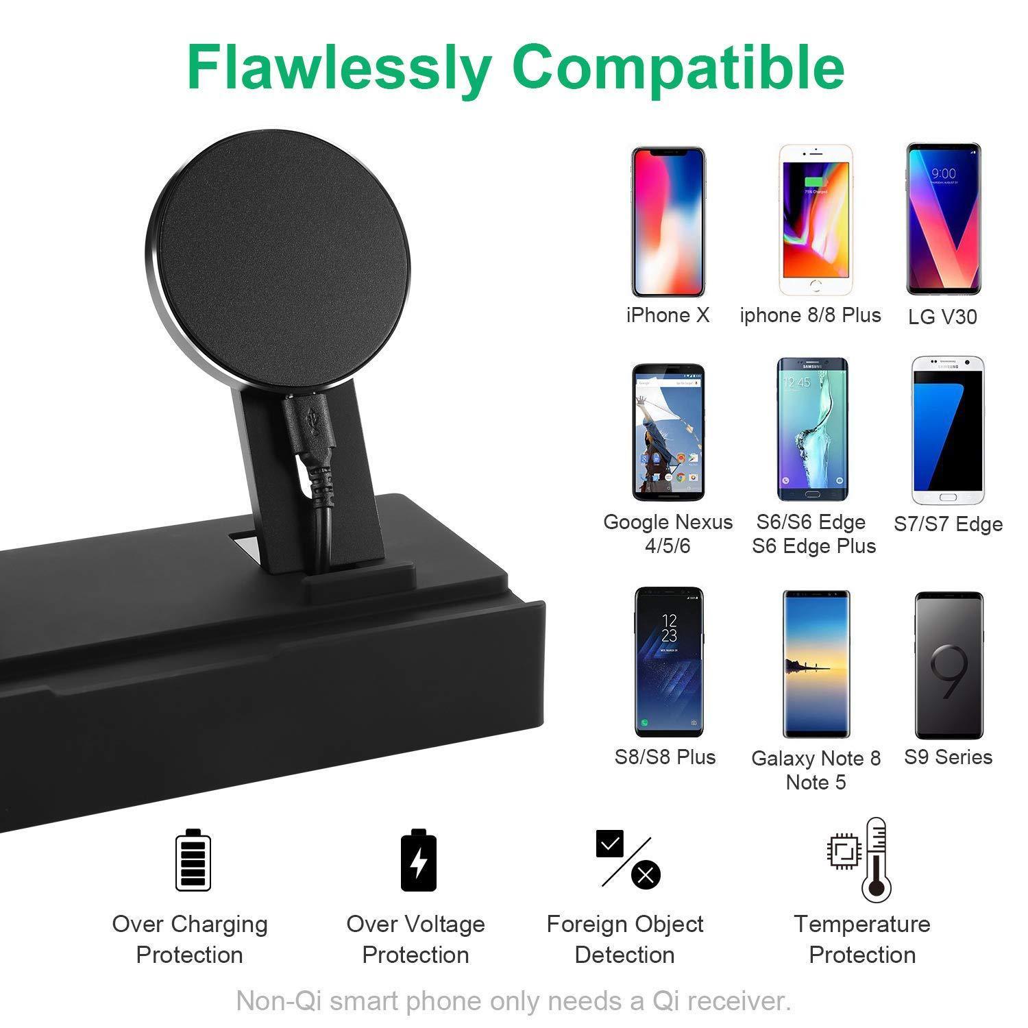 KTX-562515 Eight-in-One Wireless Charging Bracket with USB Ports, Aluminum Alloy Charging Cable, Fireproof ABS+PC Material, 150CM Power Cord