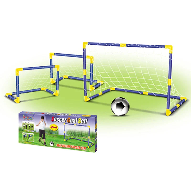 KTX-562707 Foldable Mini Football Goal Set for Kids - Portable Outdoor Soccer Toy for Ages 3 and Up