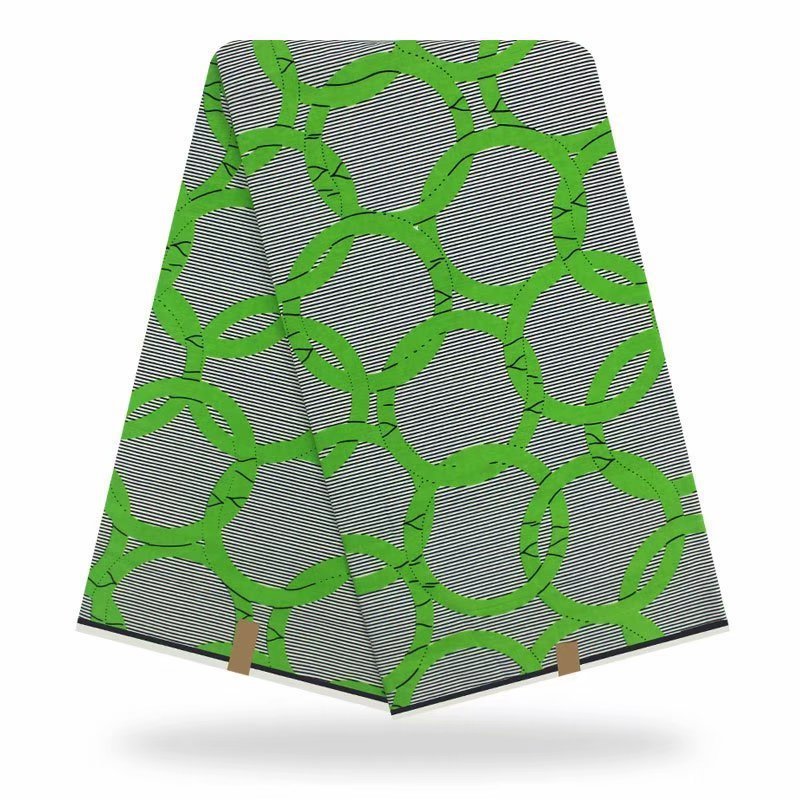 KTX-563283 African Cotton Batik Fabric, 6 Yards, Plant Print - Versatile Material for Apparel and Home Decor