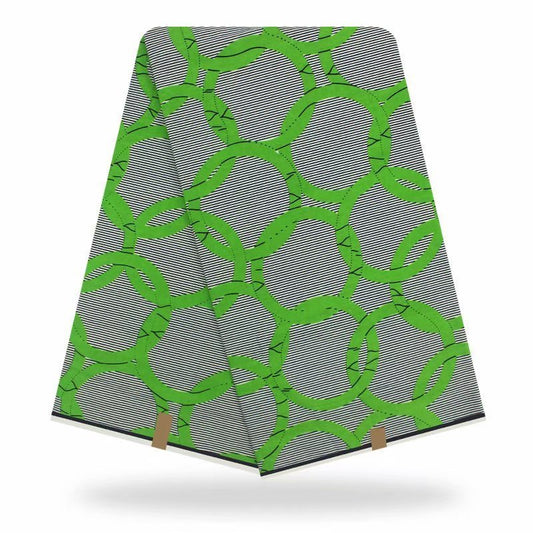 KTX-563283 African Cotton Batik Fabric, 6 Yards, Plant Print - Versatile Material for Apparel and Home Decor