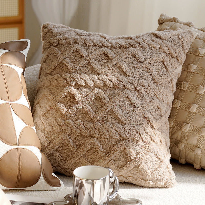 KTX-563411 Cream Color Advanced Retro Style Knotted Pillow Cover - Square, 45x45cm, Various Unique Patterns