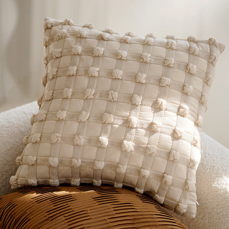 KTX-563411 Cream Color Advanced Retro Style Knotted Pillow Cover - Square, 45x45cm, Various Unique Patterns