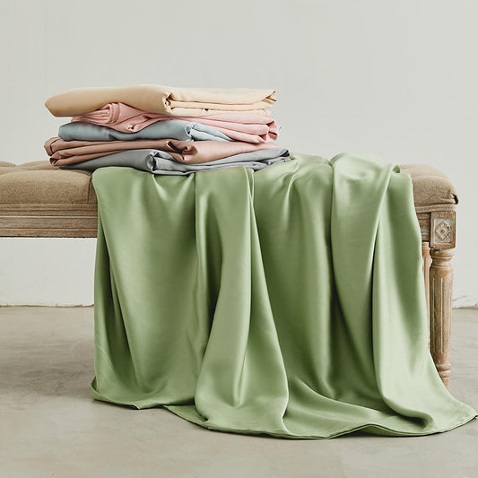 KTX-563411 Ice Silk Lyocell Bed Sheet Set with Skin-Friendly Pillowcases - Various Sizes & Colors Available