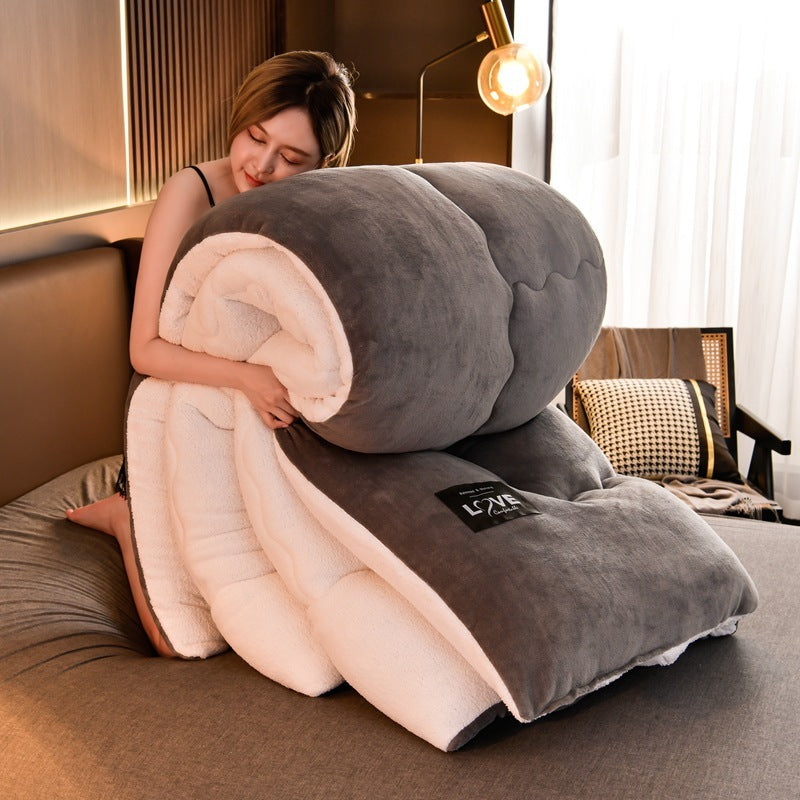 KTX-563603 Double-Sided Milk Velvet Quilt for Winter - Warm Fleece Comfort in Grey, Pink, Blue, Fruit Green, and Blue Grey