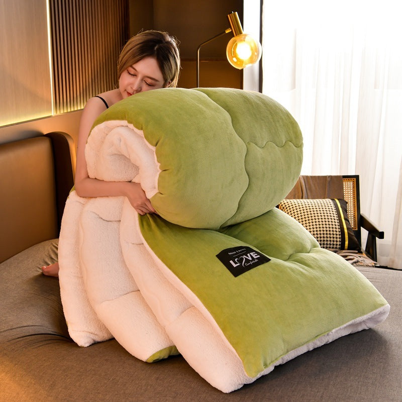 KTX-563603 Double-Sided Milk Velvet Quilt for Winter - Warm Fleece Comfort in Grey, Pink, Blue, Fruit Green, and Blue Grey