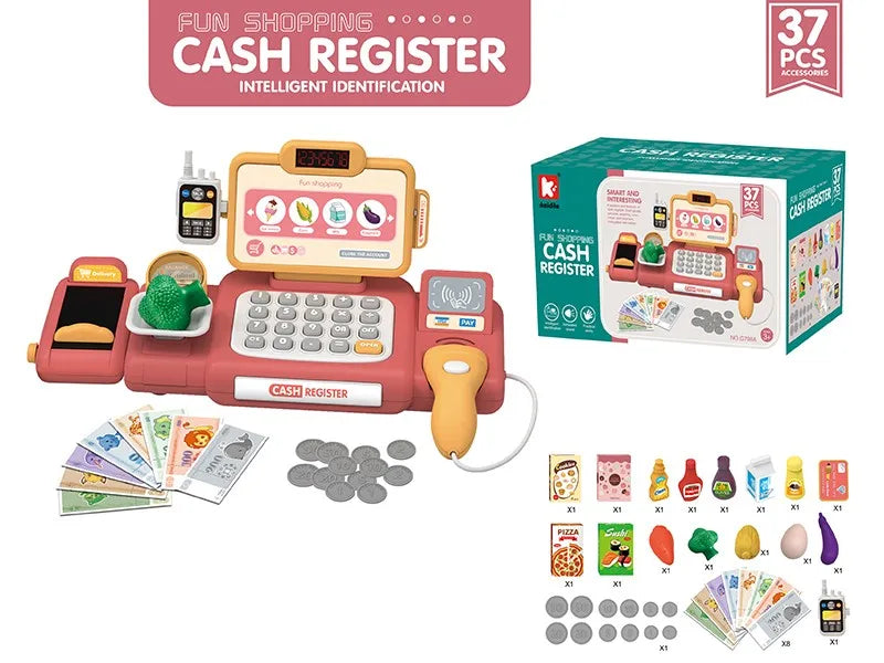 KTX-564435 Kids Cash Register Playset - 36PCS Supermarket Toy for Ages 2-13, Fun Pretend Play Set