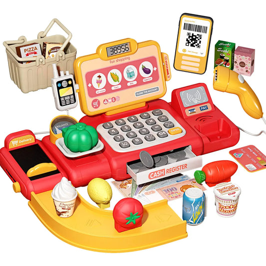 KTX-564435 Kids Cash Register Playset - 36PCS Supermarket Toy for Ages 2-13, Fun Pretend Play Set