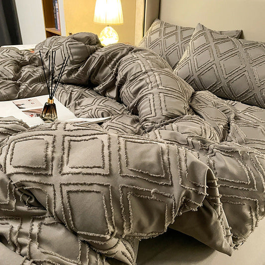 KTX-565075 Korean Solid Color Close Skin Hair Grinding Bedding Set for 1.8m Bed - Four Pieces