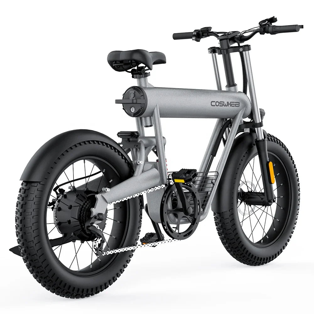 KTX-565459 COSWHEEL T20 Full Suspension 20" Fat Tire Electric Bike 500W 1000W 1500W with 7-Speed Gears and Lithium Battery