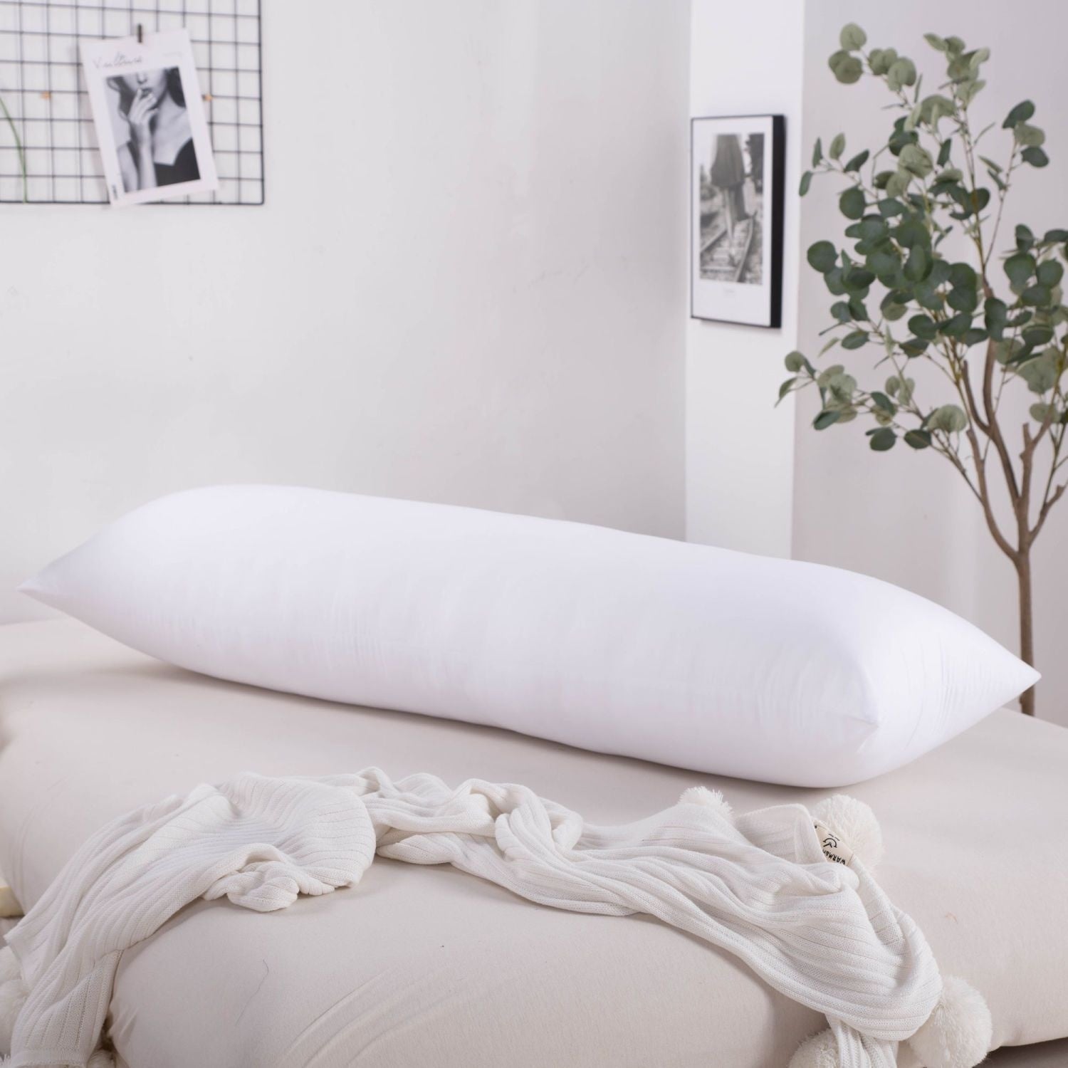 KTX-565715 7D Soft Cotton Filling Pillow - Modern Simplicity Solid Color Cushion in White