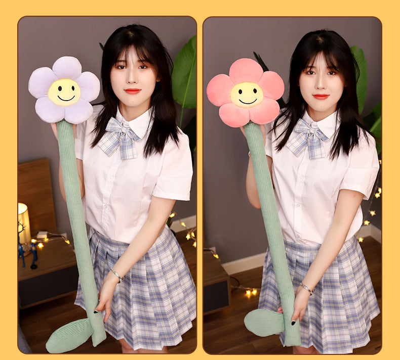 KTX-566611 Plush Sunflower Curtain Buckle - Soft Stretch Velvet Design with Down Cotton Filling, 95cm Height