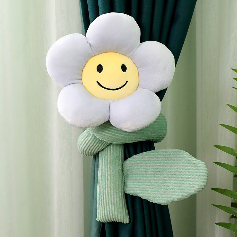 KTX-566611 Plush Sunflower Curtain Buckle - Soft Stretch Velvet Design with Down Cotton Filling, 95cm Height