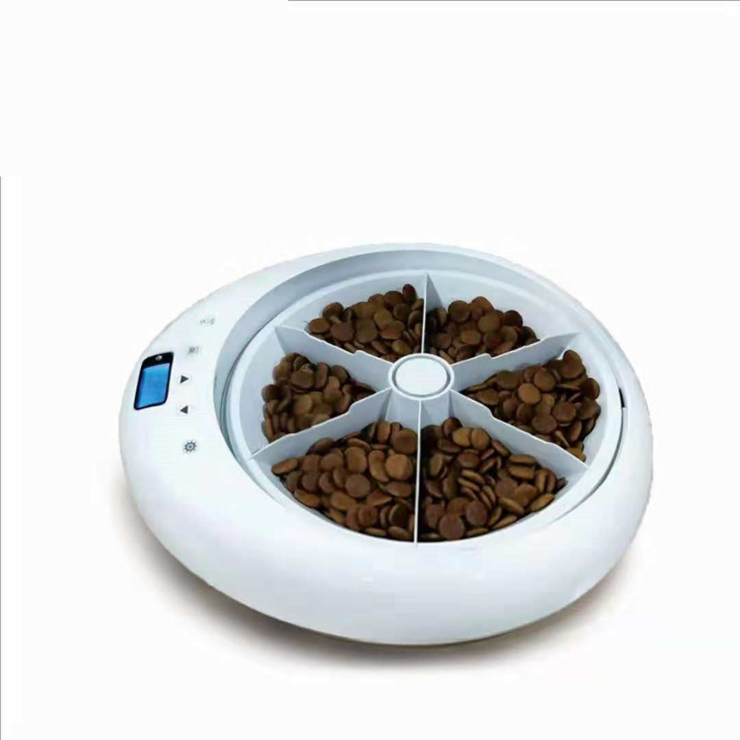 KTX-566675 Pet Six-Hole Smart Timing Feeder Dog Timing Quantitative Voice Reminder Cat Automatic Feeder