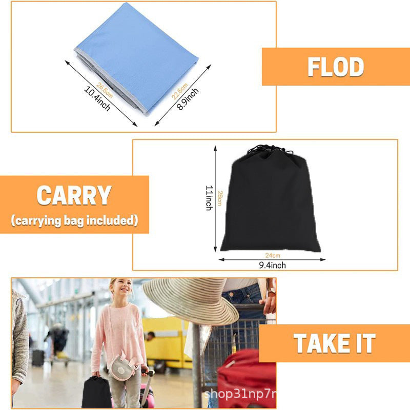 KTX-566739 Children's Adjustable Portable Travel Airplane Seat Extender - 79x44CM Polyester Fiber Crib in Black, Pink, Blue, Gray