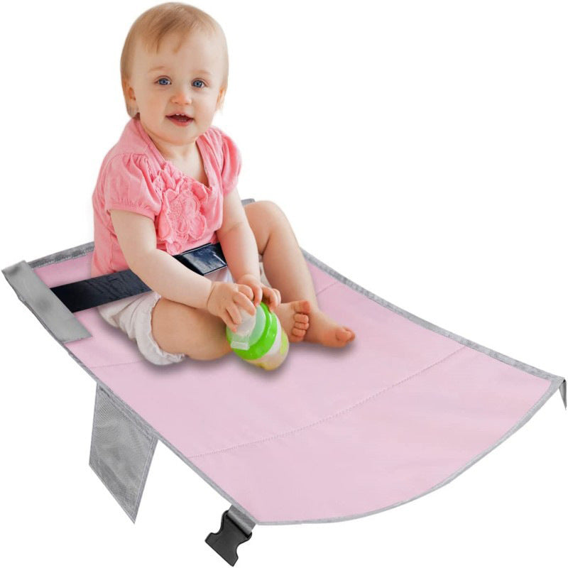 KTX-566739 Children's Adjustable Portable Travel Airplane Seat Extender - 79x44CM Polyester Fiber Crib in Black, Pink, Blue, Gray