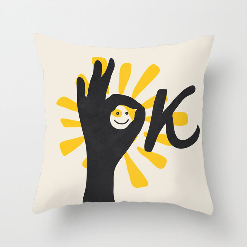 KTX-566739 Geometric Pattern Peach Skin Pillowcase – Nordic Style 45x45cm