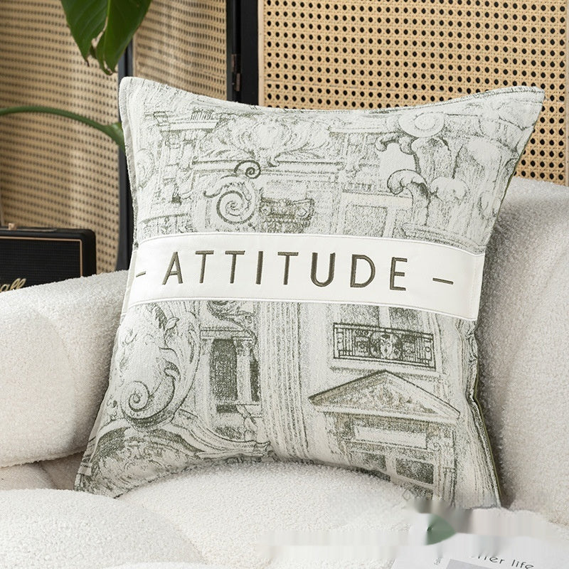 KTX-566867 Geometric Embroidery Square Pillow Cover - Modern Design in Circle Green and Various Patterns