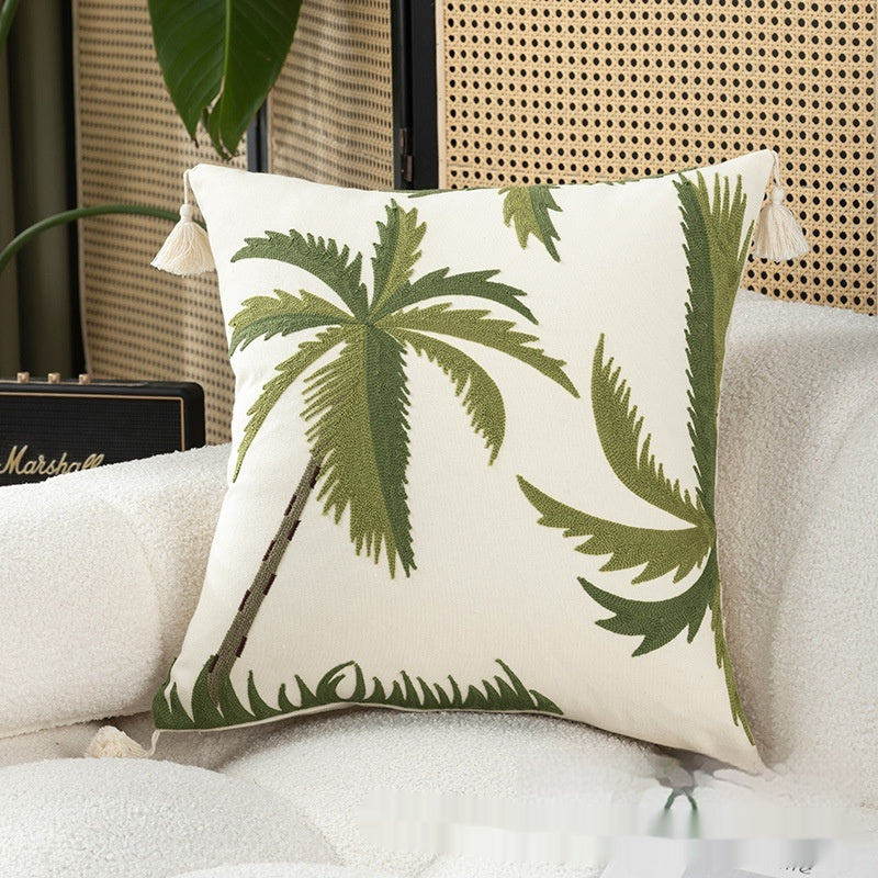 KTX-566867 Geometric Embroidery Square Pillow Cover - Modern Design in Circle Green and Various Patterns