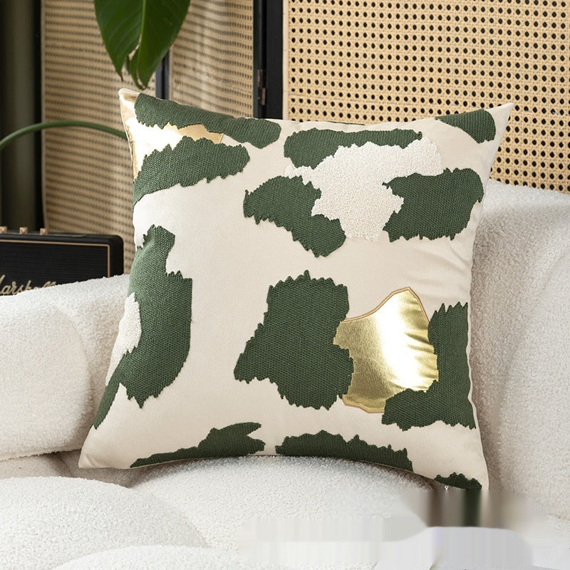 KTX-566867 Geometric Embroidery Square Pillow Cover - Modern Design in Circle Green and Various Patterns