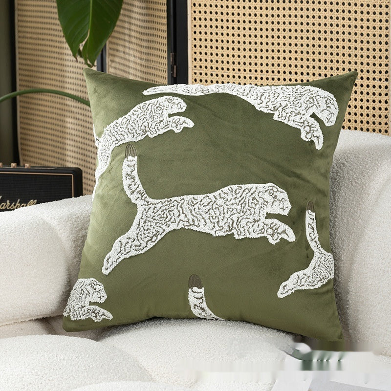 KTX-566867 Geometric Embroidery Square Pillow Cover - Modern Design in Circle Green and Various Patterns