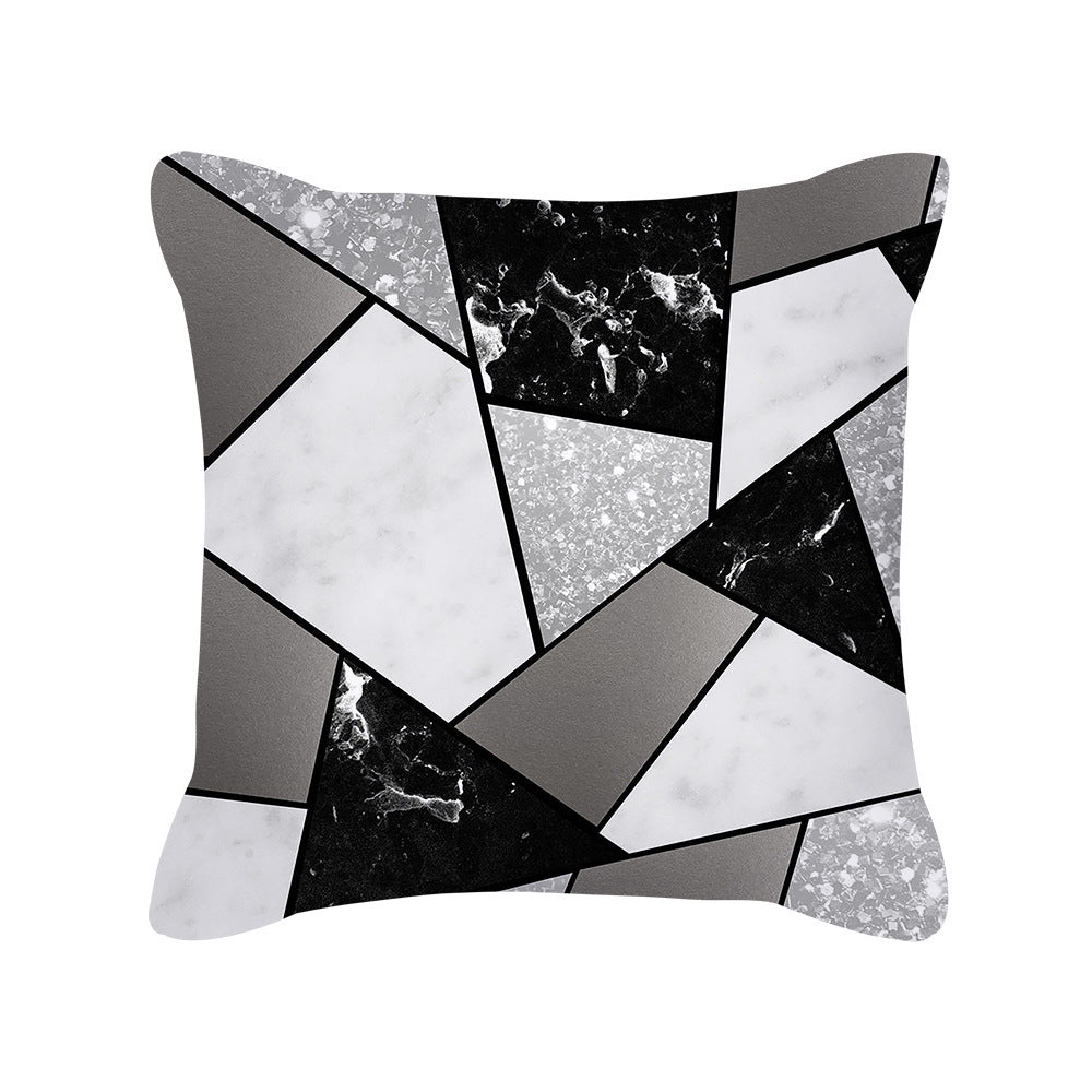 KTX-567891 Silver Grey Geometric Print Square Throw Pillow Cover in Brushed Polyester