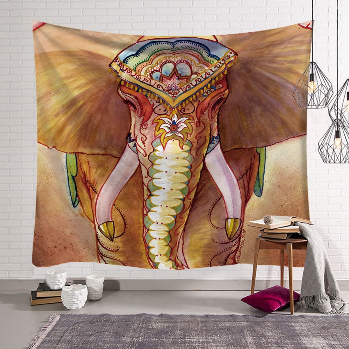 KTX-568915 Elephant Wall Tapestry - Available in Various Sizes: 150x100cm, 150x130cm, and 150x230cm