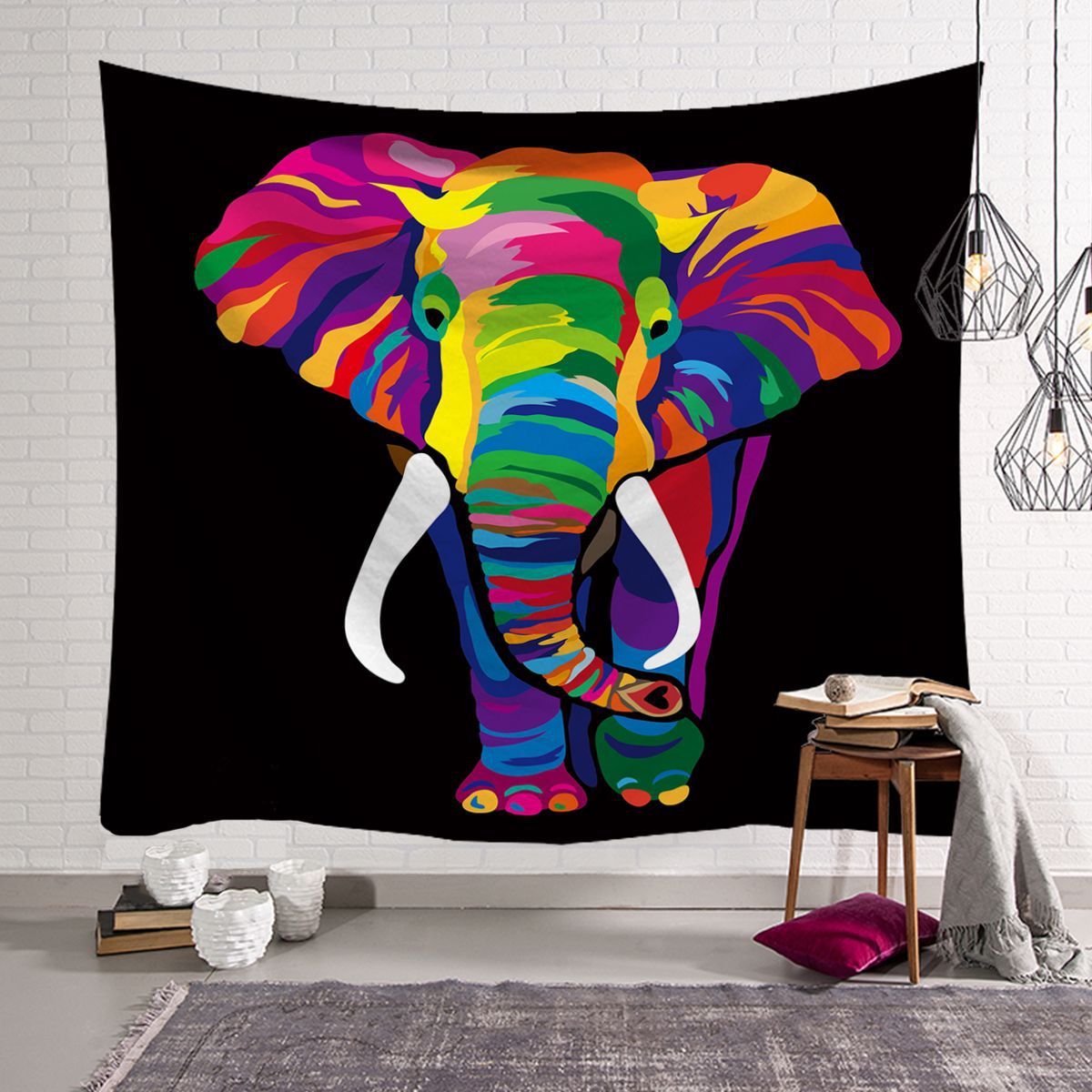 KTX-568915 Elephant Wall Tapestry - Available in Various Sizes: 150x100cm, 150x130cm, and 150x230cm