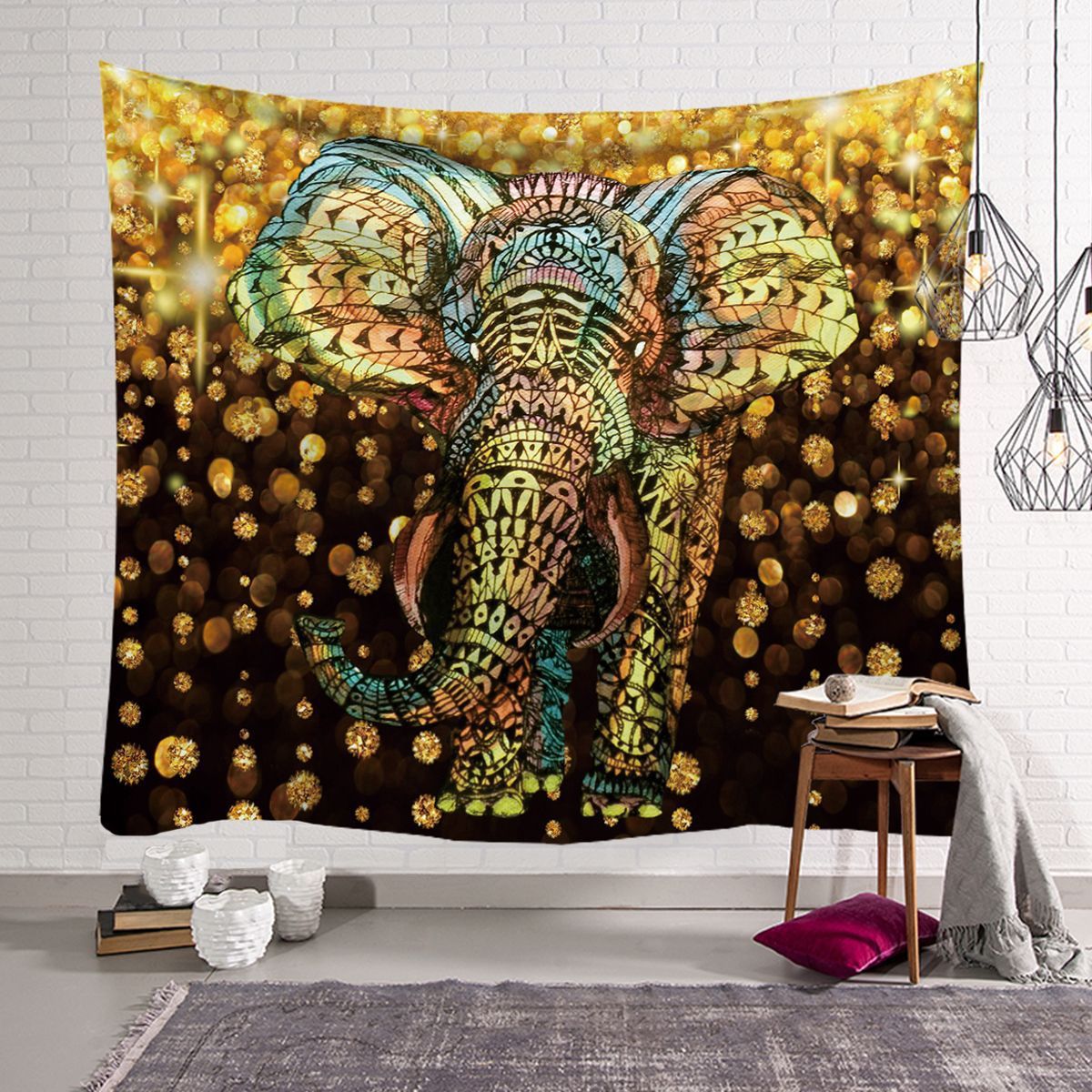 KTX-568915 Elephant Wall Tapestry - Available in Various Sizes: 150x100cm, 150x130cm, and 150x230cm