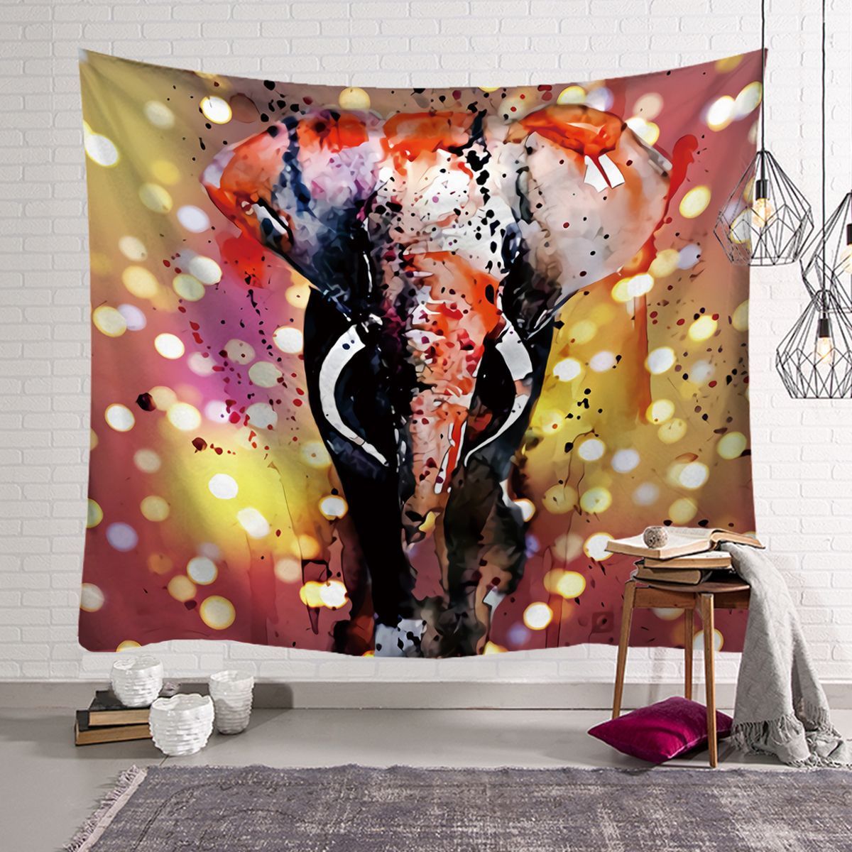 KTX-568915 Elephant Wall Tapestry - Available in Various Sizes: 150x100cm, 150x130cm, and 150x230cm