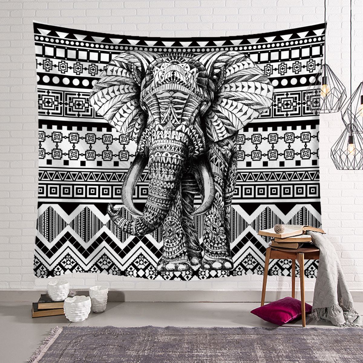 KTX-568915 Elephant Wall Tapestry - Available in Various Sizes: 150x100cm, 150x130cm, and 150x230cm