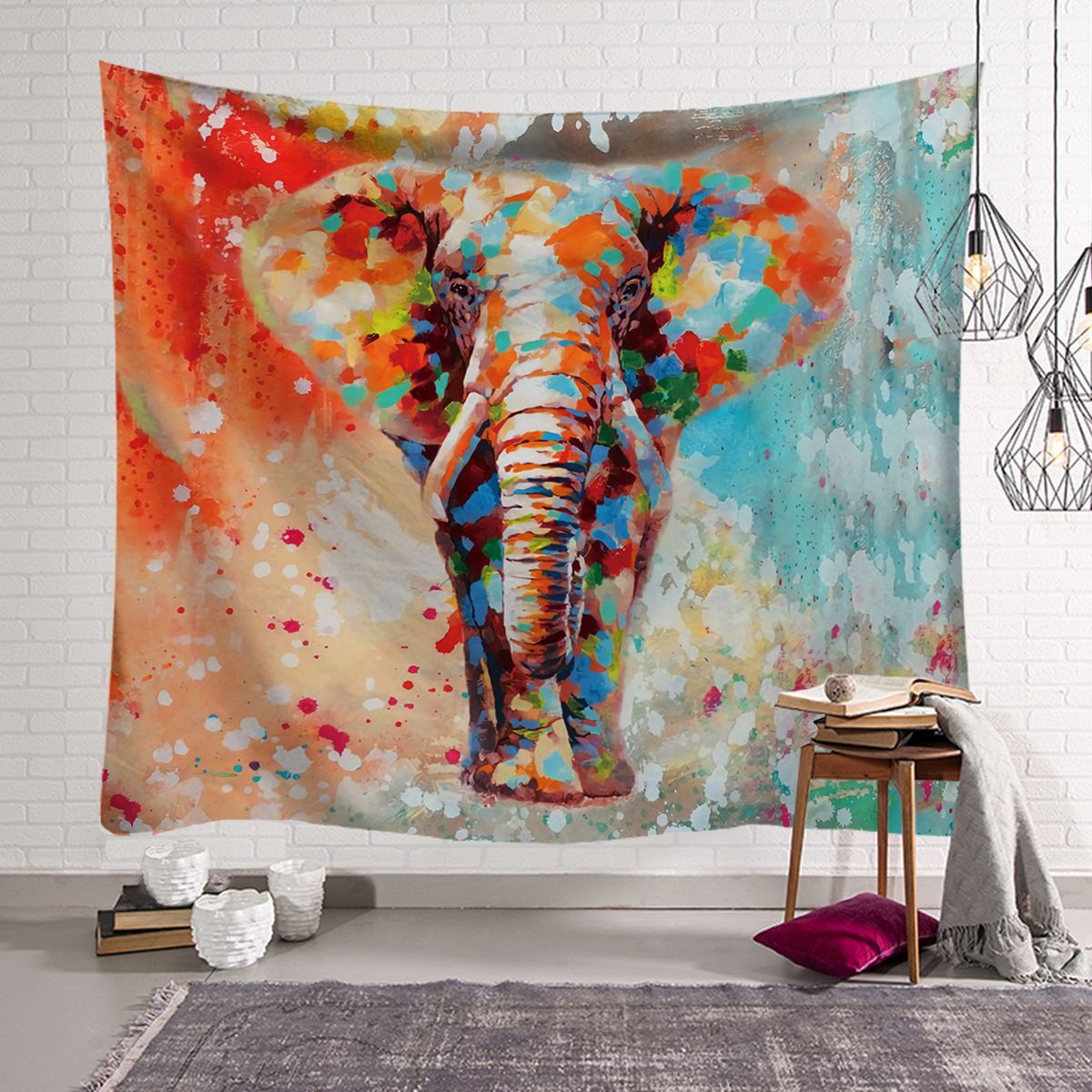 KTX-568915 Elephant Wall Tapestry - Available in Various Sizes: 150x100cm, 150x130cm, and 150x230cm