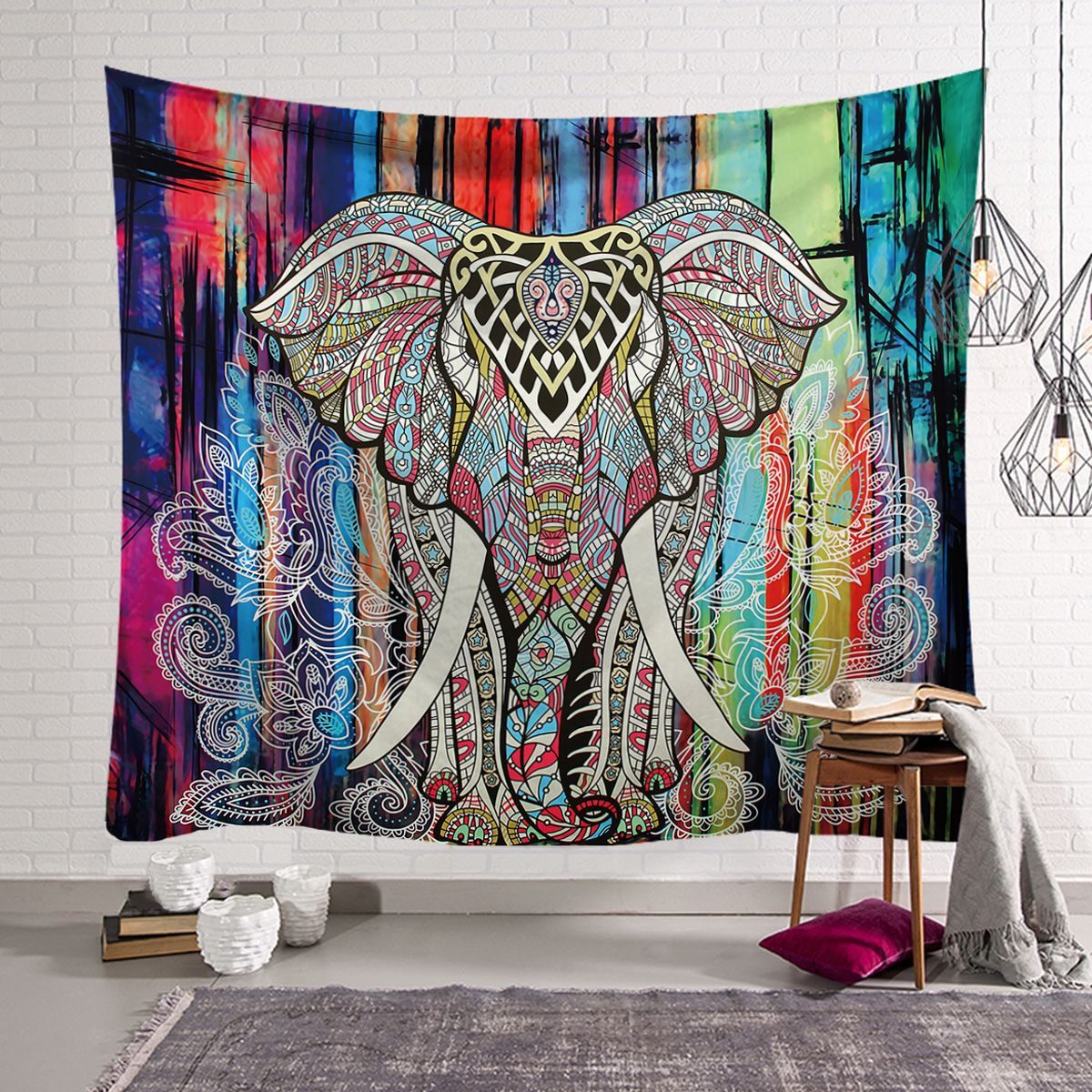 KTX-568915 Elephant Wall Tapestry - Available in Various Sizes: 150x100cm, 150x130cm, and 150x230cm