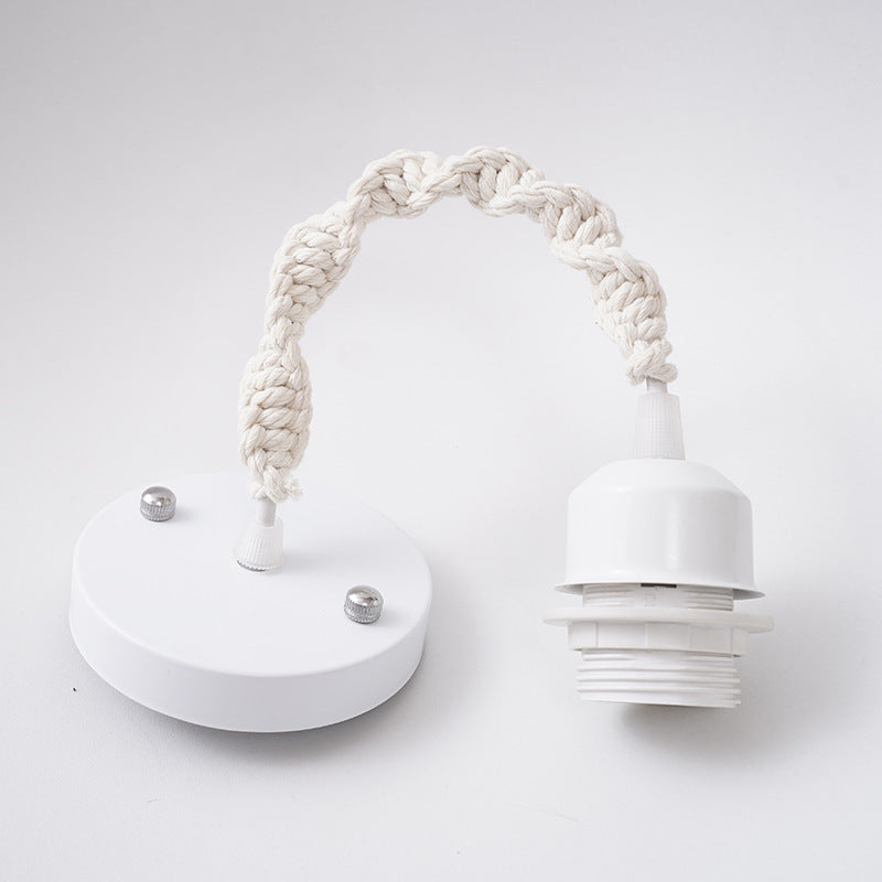 KTX-569043 Beige Bohemian Hand-Woven Lampshade with Tassel Decoration for Bedroom Lighting