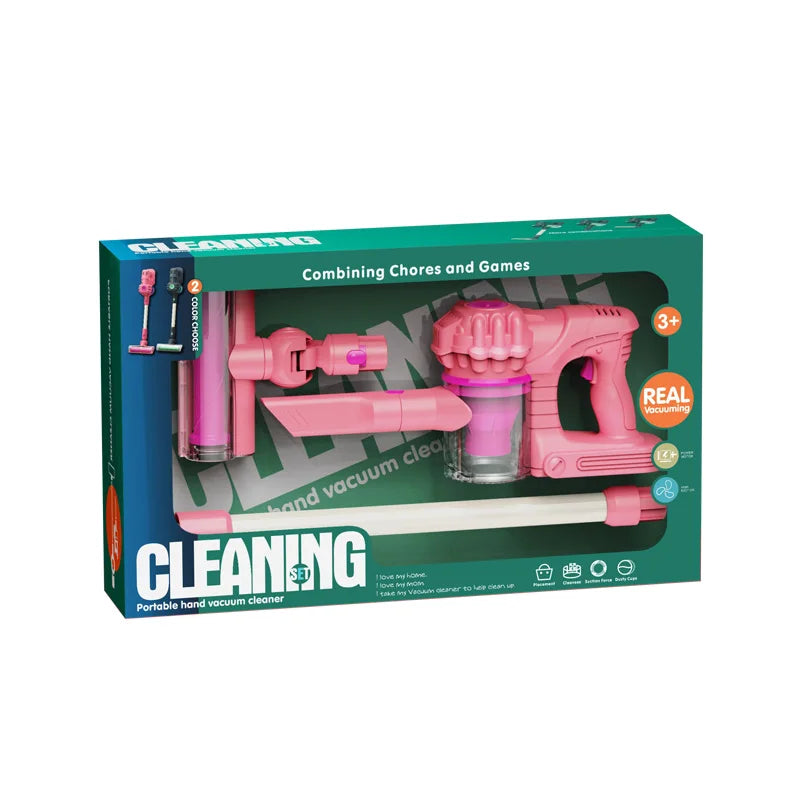KTX-569043 Electric Combing Chores Game Vacuum Cleaner Toy for Kids Ages 2-7, Interactive Cleaning Tool