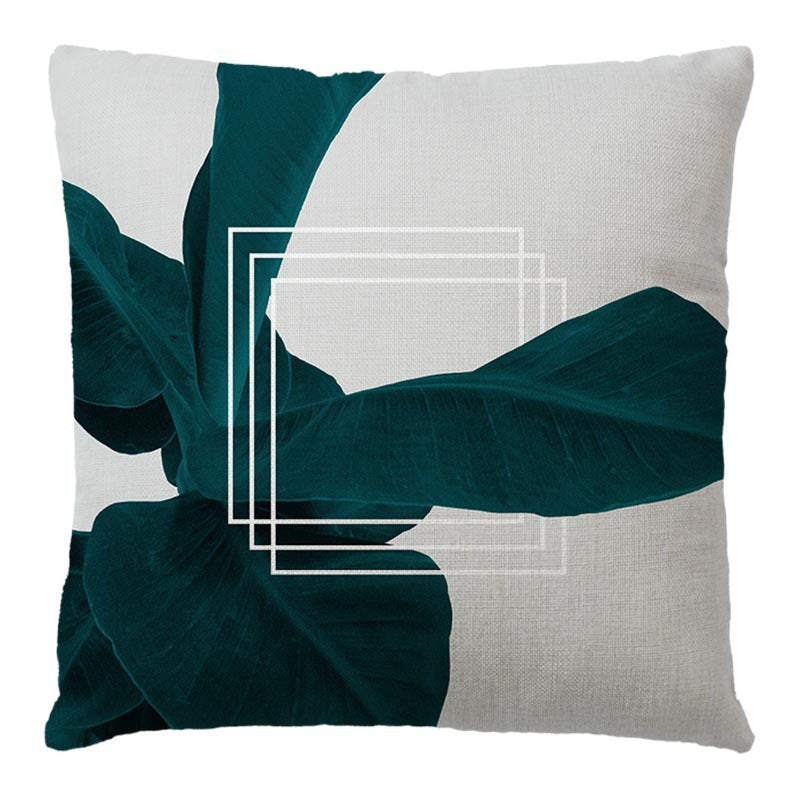 KTX-569043 Linen Pillow Cover with Cartoon Flower Tree Pattern - 45x45cm