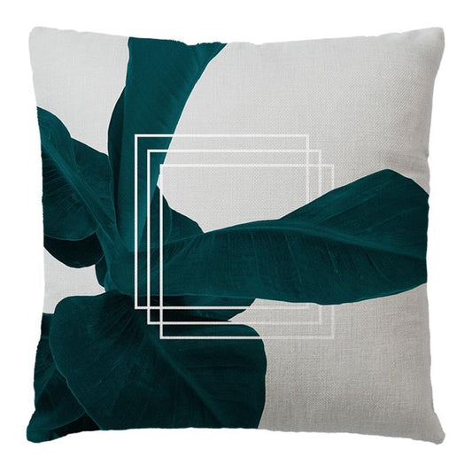 KTX-569043 Linen Pillow Cover with Cartoon Flower Tree Pattern - 45x45cm