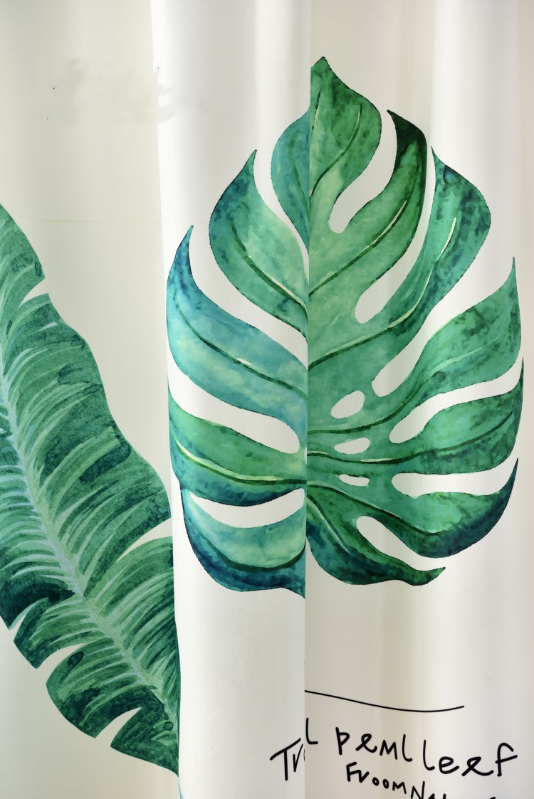 KTX-570067 Banana Leaf Pattern Digital Print Curtain in Ramie Cotton Polyester