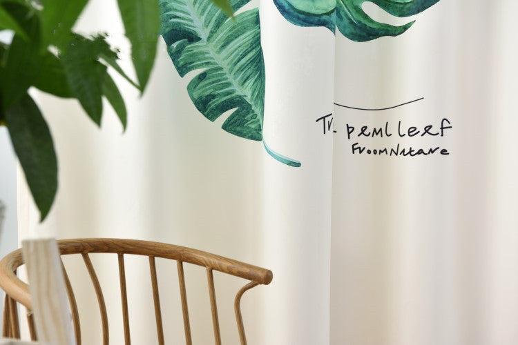 KTX-570067 Banana Leaf Pattern Digital Print Curtain in Ramie Cotton Polyester