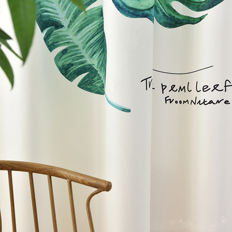 KTX-570067 Banana Leaf Pattern Digital Print Curtain in Ramie Cotton Polyester