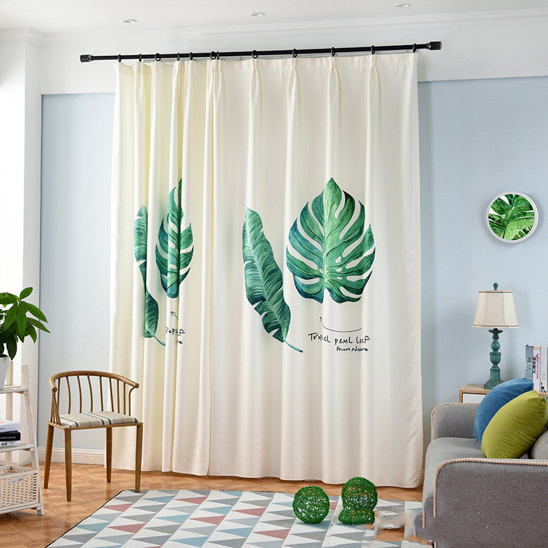 KTX-570067 Banana Leaf Pattern Digital Print Curtain in Ramie Cotton Polyester