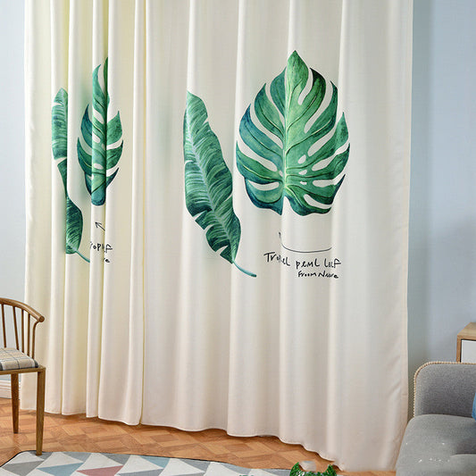 KTX-570067 Banana Leaf Pattern Digital Print Curtain in Ramie Cotton Polyester