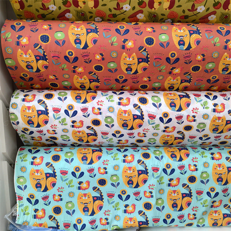 KTX-570195 Cartoon Panda and Tiger 100% Cotton Twill Fabric - 160cm Wide