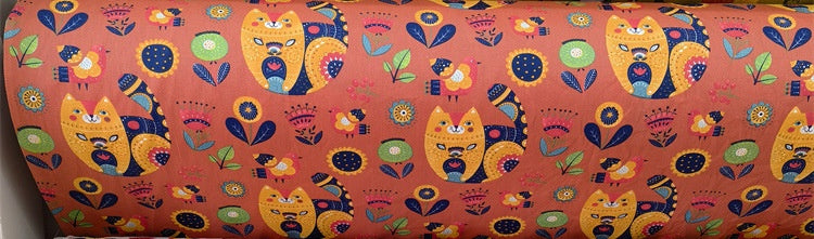 KTX-570195 Cartoon Panda and Tiger 100% Cotton Twill Fabric - 160cm Wide