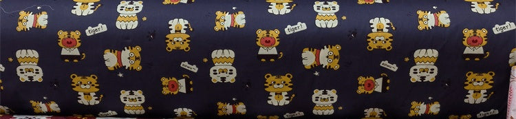 KTX-570195 Cartoon Panda and Tiger 100% Cotton Twill Fabric - 160cm Wide
