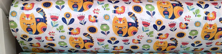 KTX-570195 Cartoon Panda and Tiger 100% Cotton Twill Fabric - 160cm Wide